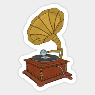 Vintage Phonograph Retro Vinyl Gramophone Sticker